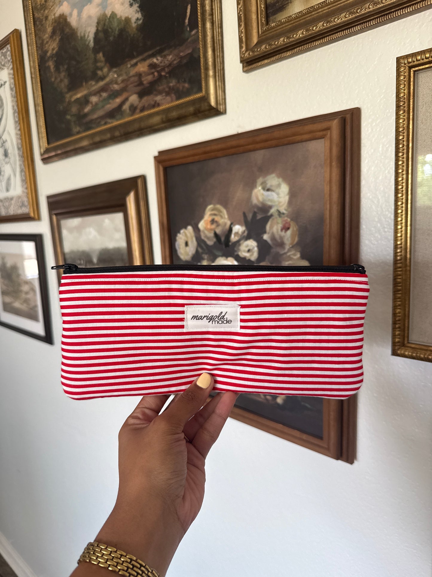 The Red & White Striped Everyday Pouch