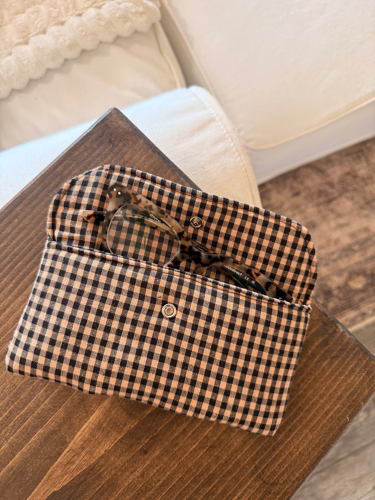 The Chestnut Check Glasses Case