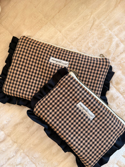 The Large Chestnut Check Pouch